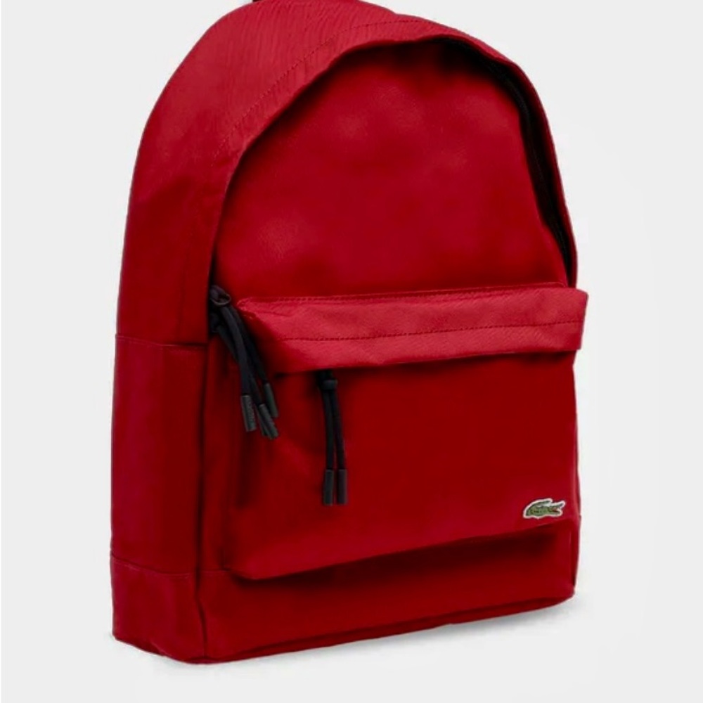 Lacoste Red Backpack Minimalist Design Durable - Picture 2 of 6